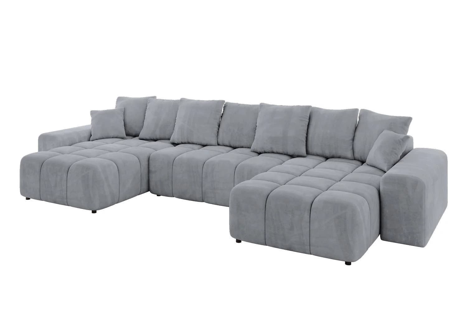 ALTDECOR Wohnlandschaft ENIL-U U-Form Ecksofa mit Schlaffunktion Grau Samt
