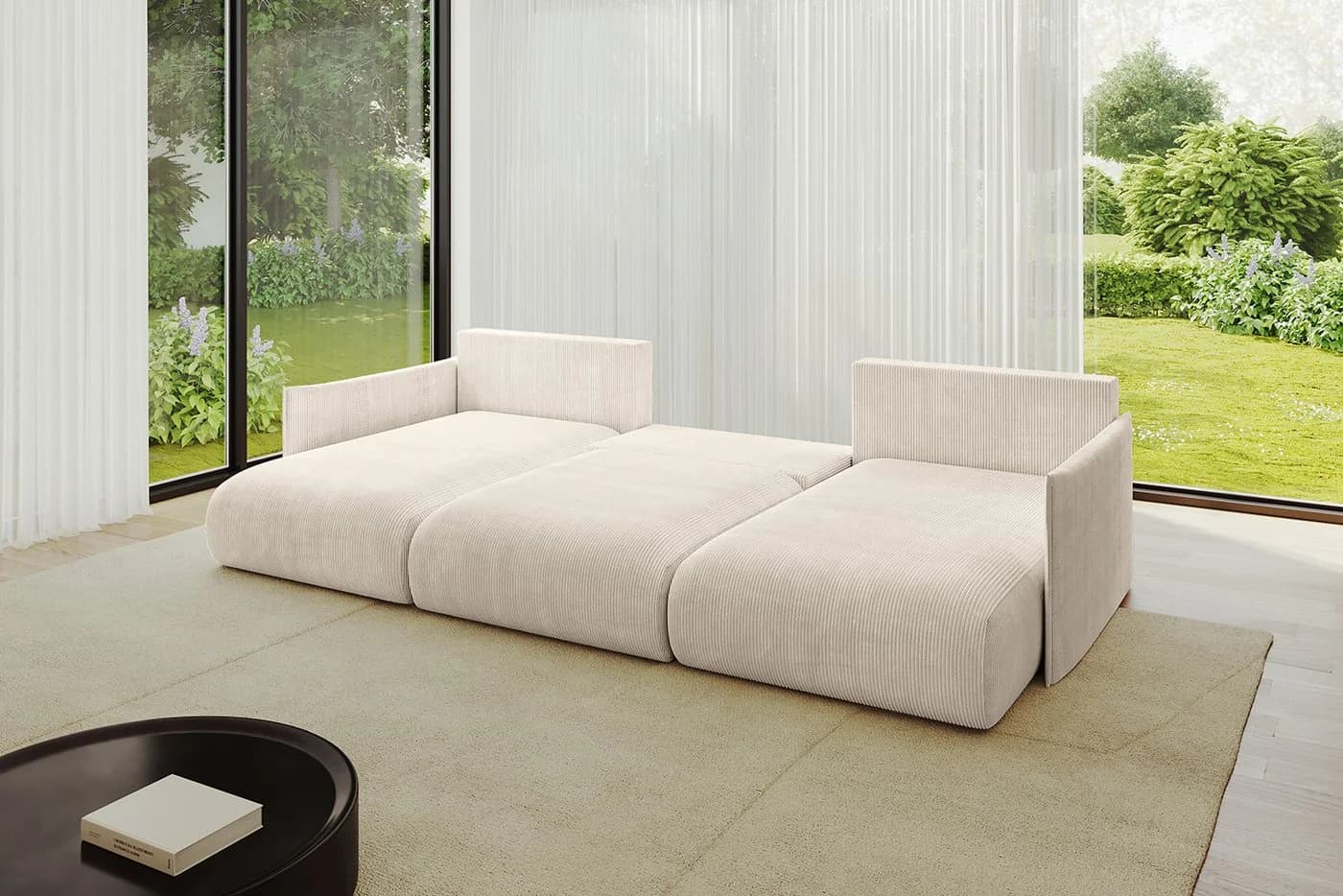 ALTDECOR Wohnlandschaft ONESK-U U-Form Couch mit Schlaffunktion Beige - Bild 5