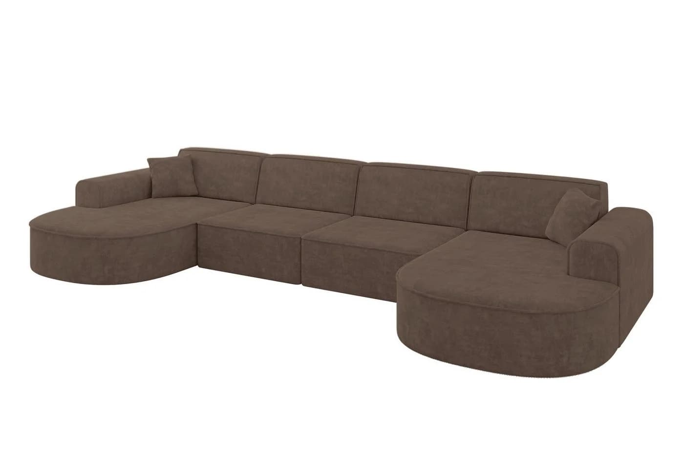 ALTDECOR Wohnlandschaft MARI-U2 Ecksofa U-Form Braun Samt