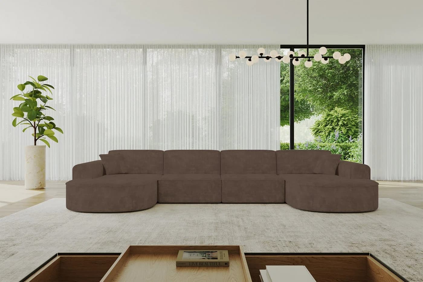 ALTDECOR Wohnlandschaft MARI-U2 Ecksofa U-Form Braun Samt - Bild 2