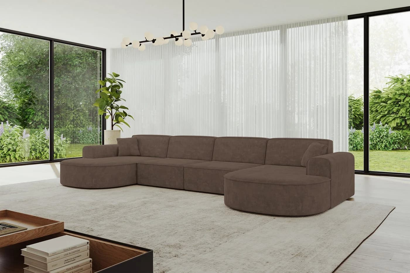 ALTDECOR Wohnlandschaft MARI-U2 Ecksofa U-Form Braun Samt - Bild 3