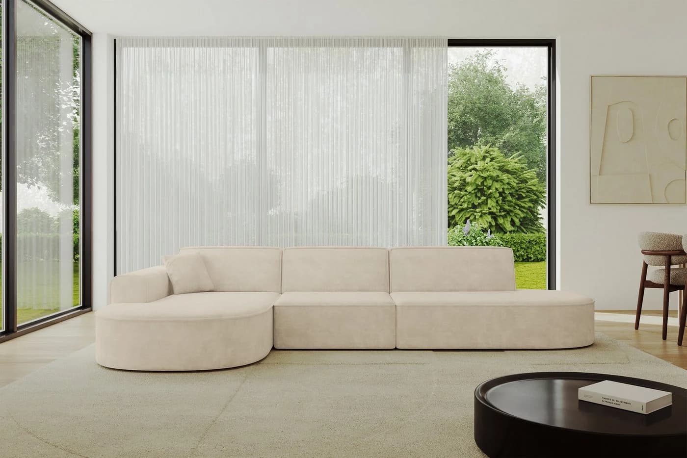 ALTDECOR Ecksofa MARI-L2 Beige Samt L-Form Wohnlandschaft - Bild 2