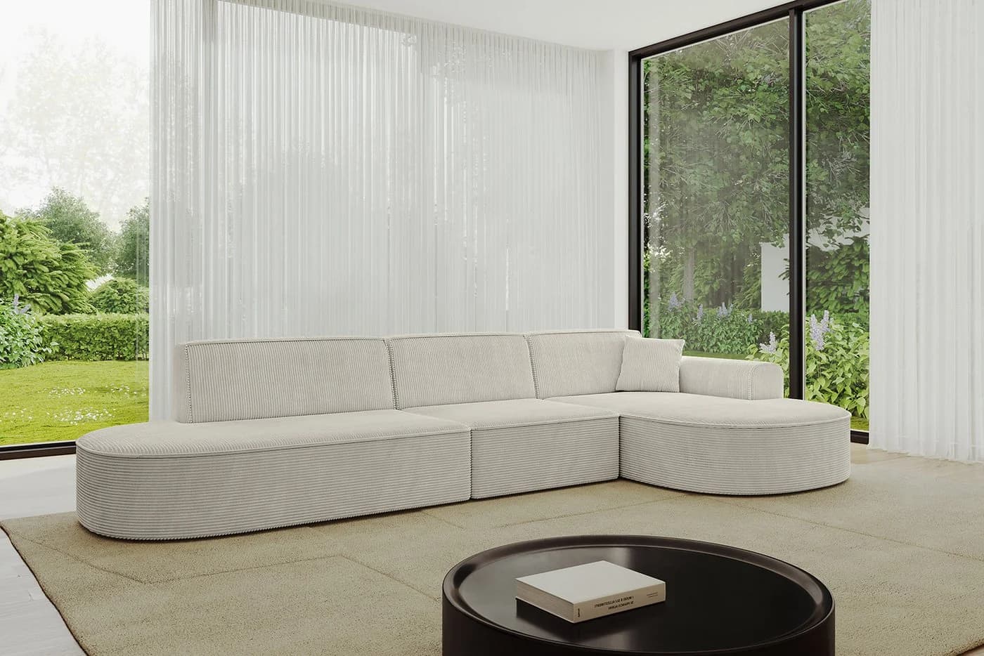 ALTDECOR Ecksofa MARI-L2 L-Form Beige Cord - Bild 3