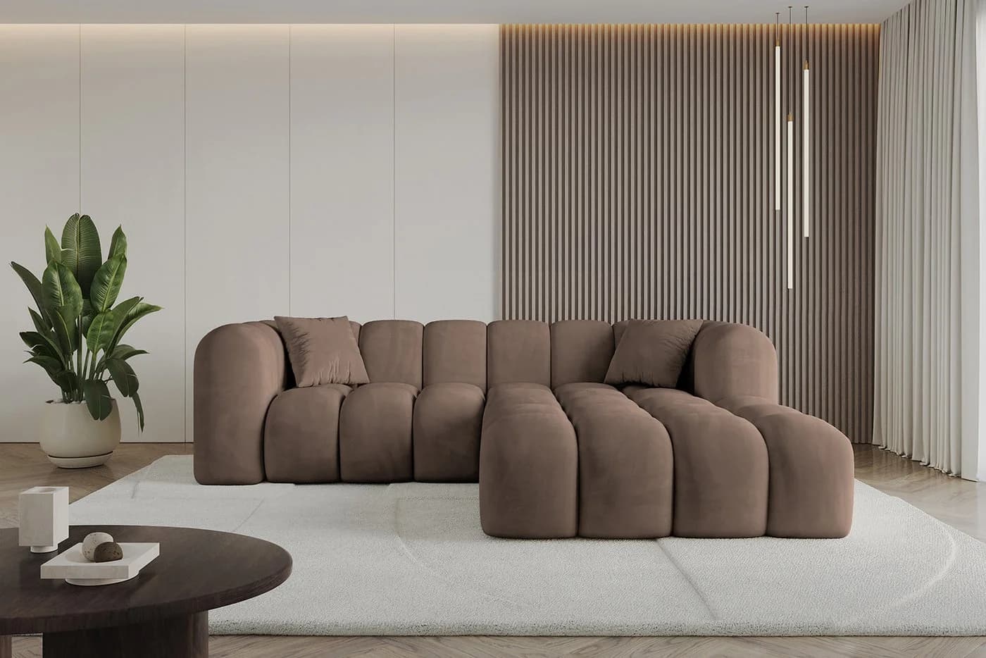 ALTDECOR Ecksofa OLEA-L1 L-Form Samt Braun - Bild 2