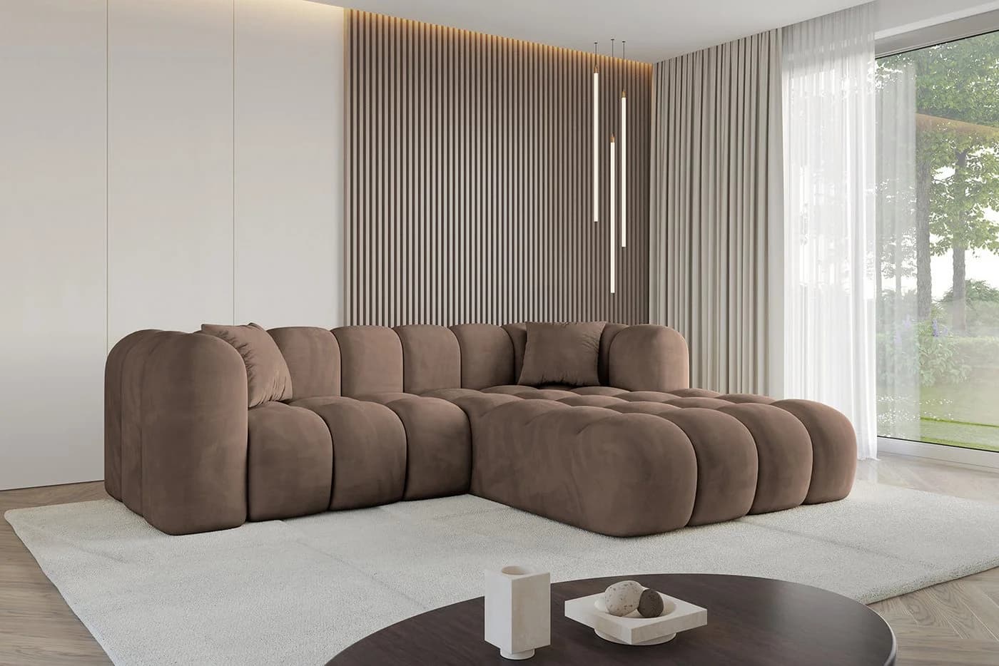 ALTDECOR Ecksofa OLEA-L1 L-Form Samt Braun - Bild 3