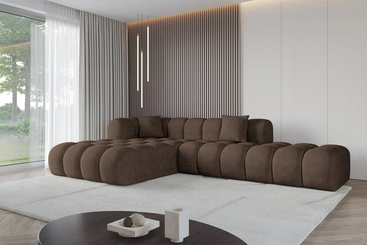 ALTDECOR Ecksofa OLEA-L2 L-Form Braun Samt - Bild 3