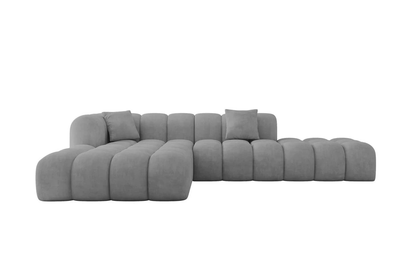 ALTDECOR Ecksofa OLEA-L2 Samt Hellgrau L-Form