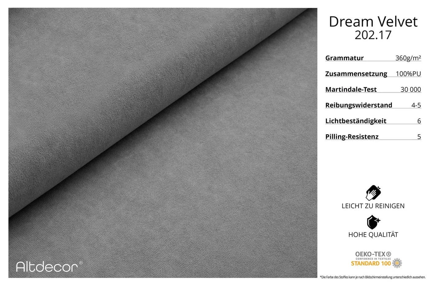 ALTDECOR Ecksofa OLEA-L2 Samt Hellgrau L-Form - Bild 4
