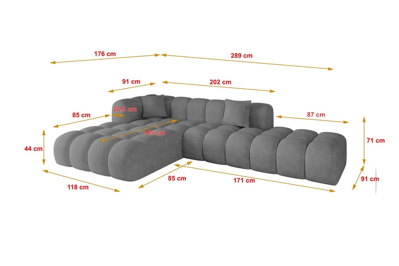 ALTDECOR Ecksofa OLEA-L2 Samt Hellgrau L-Form - Bild 5