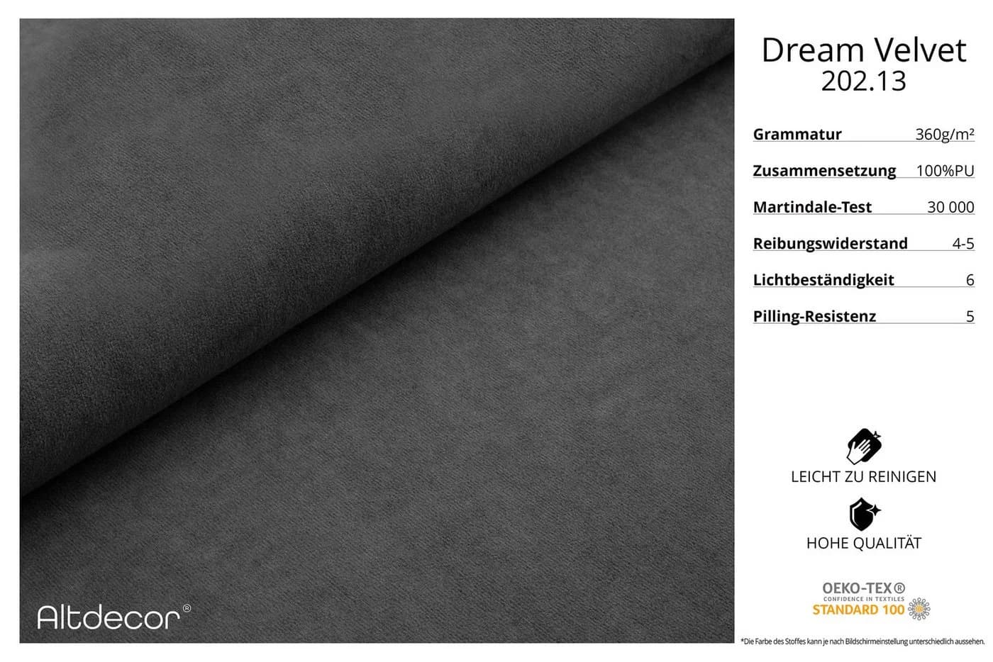ALTDECOR Ecksofa OLEA-L2, Sofa L-Form Dunkelgrau Samt - Bild 4