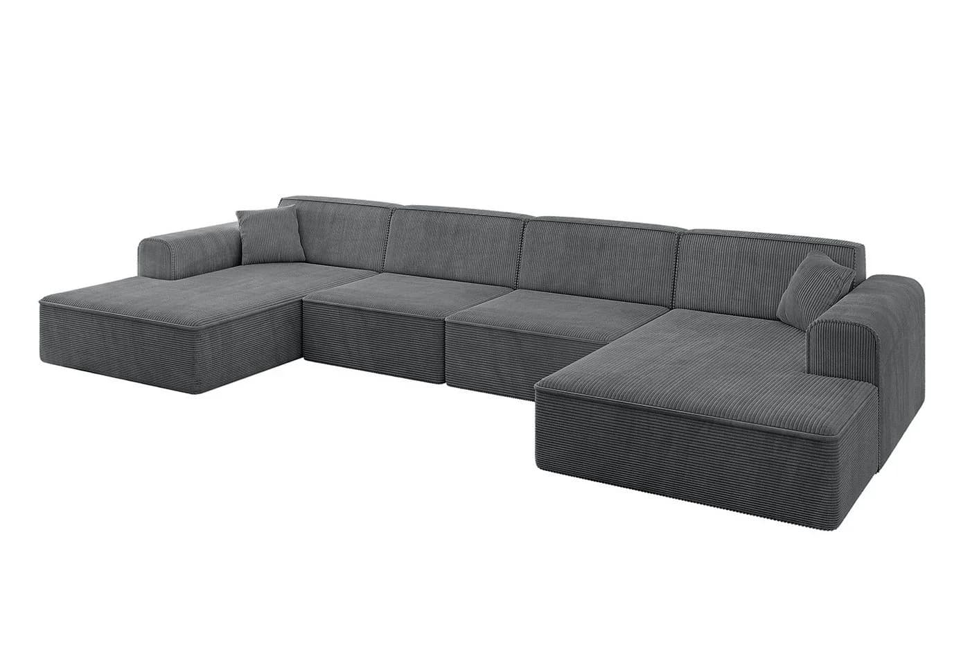 ALTDECOR Wohnlandschaft IREA-U2-v3 U-Form Eckcouch Cord Dunkelgrau