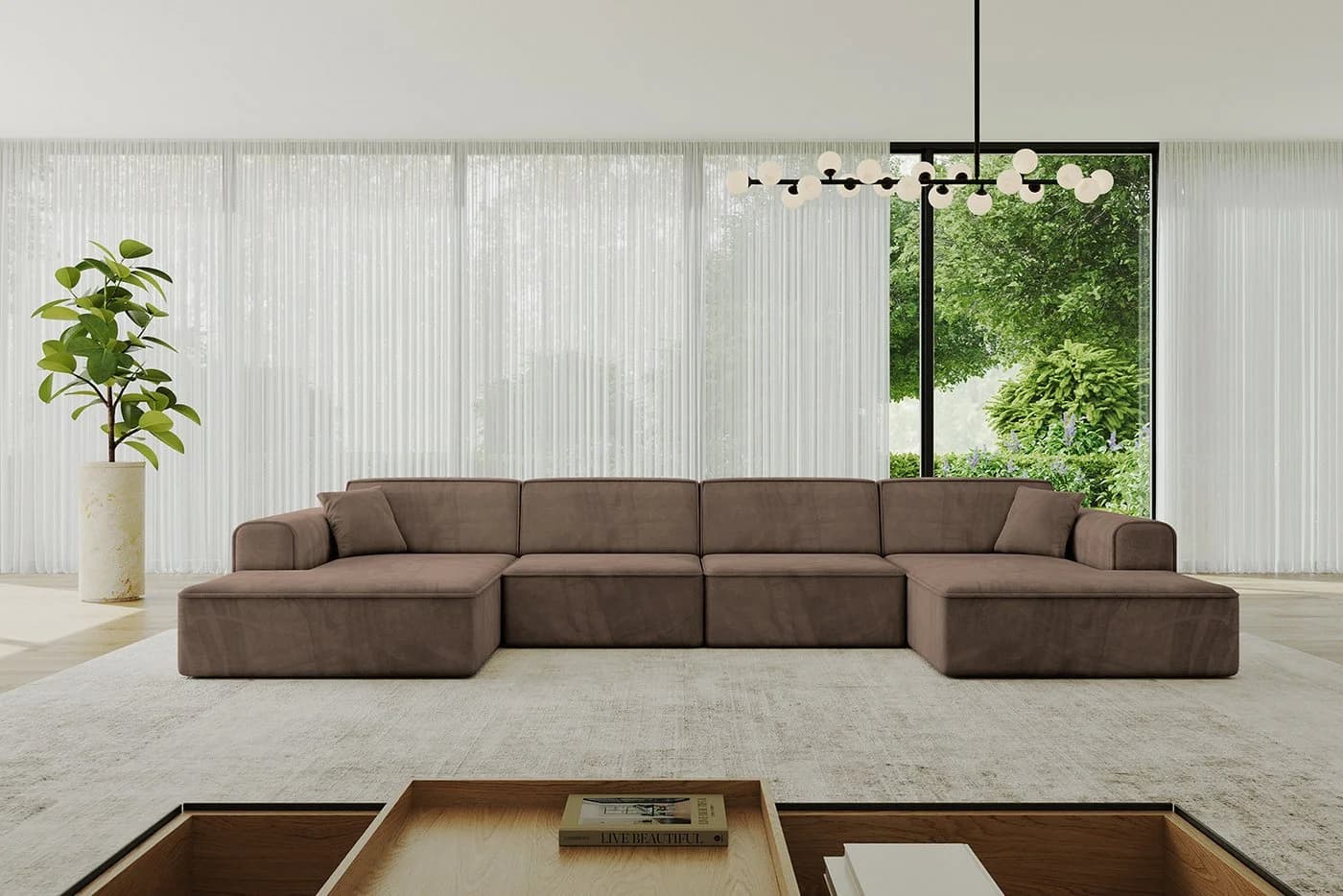 ALTDECOR Wohnlandschaft IREA-U2-v3 U-Form Eckcouch Samt Braun - Bild 2