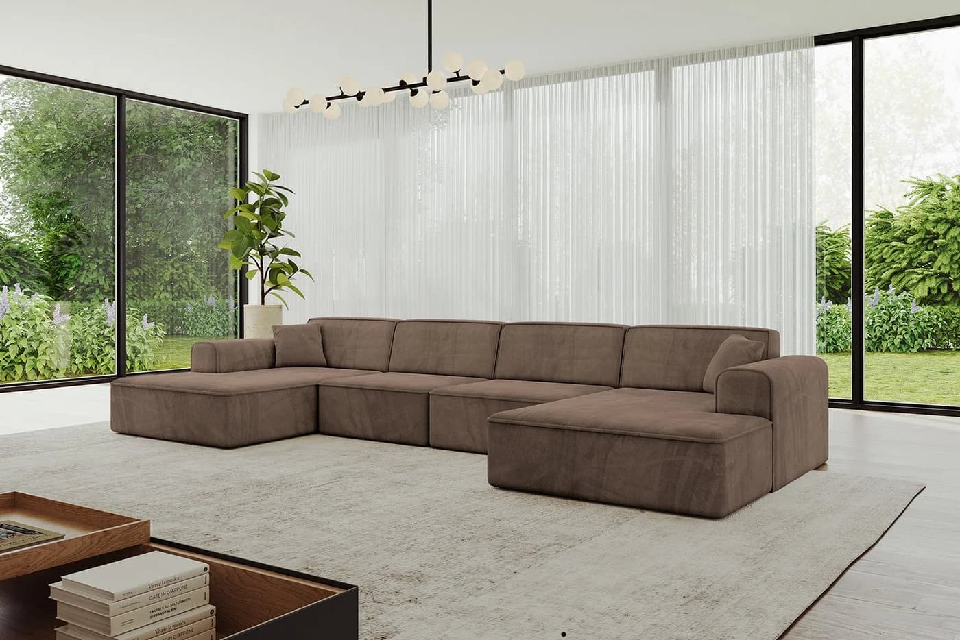 ALTDECOR Wohnlandschaft IREA-U2-v3 U-Form Eckcouch Samt Braun - Bild 3
