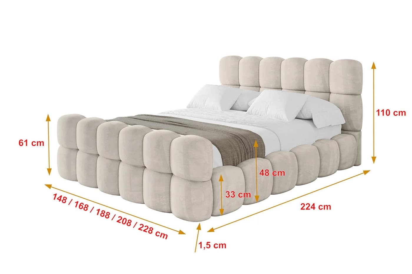 ALTDECOR Polsterbett LEYA-Z mit Bettkasten und Lattenrost - Bild 4