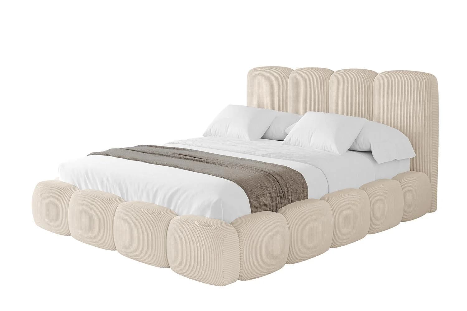 Polsterbett KALA mit Bettkasten und Lattenrost Beige 180x200
