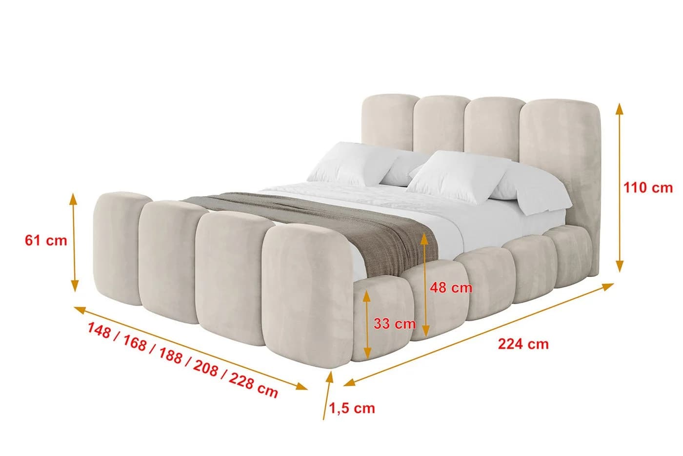 ALTDECOR Polsterbett KALA-Z Doppelbett mit Stauraum und Kopfteil - Bild 4