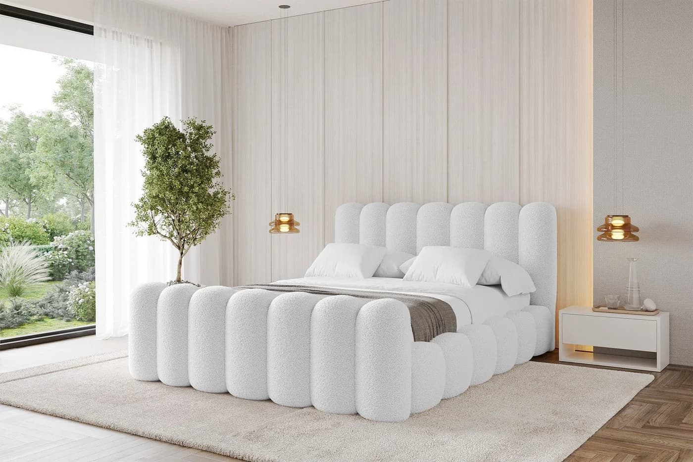 ALTDECOR Polsterbett SENA-Z Weiß mit Bettkasten und Lattenrost - Bild 2