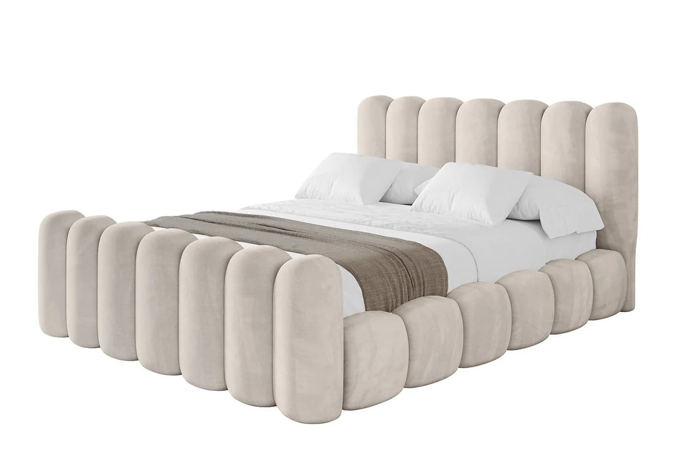 ALTDECOR Polsterbett SENA-Z Beige mit Bettkasten und Matratze