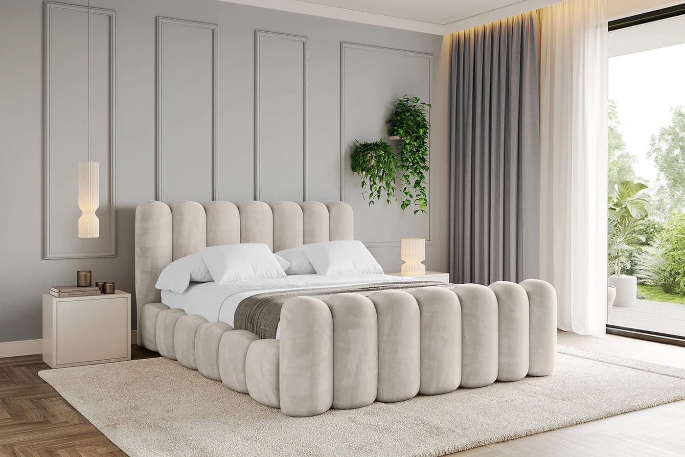 ALTDECOR Polsterbett SENA-Z Beige mit Bettkasten und Matratze - Bild 5