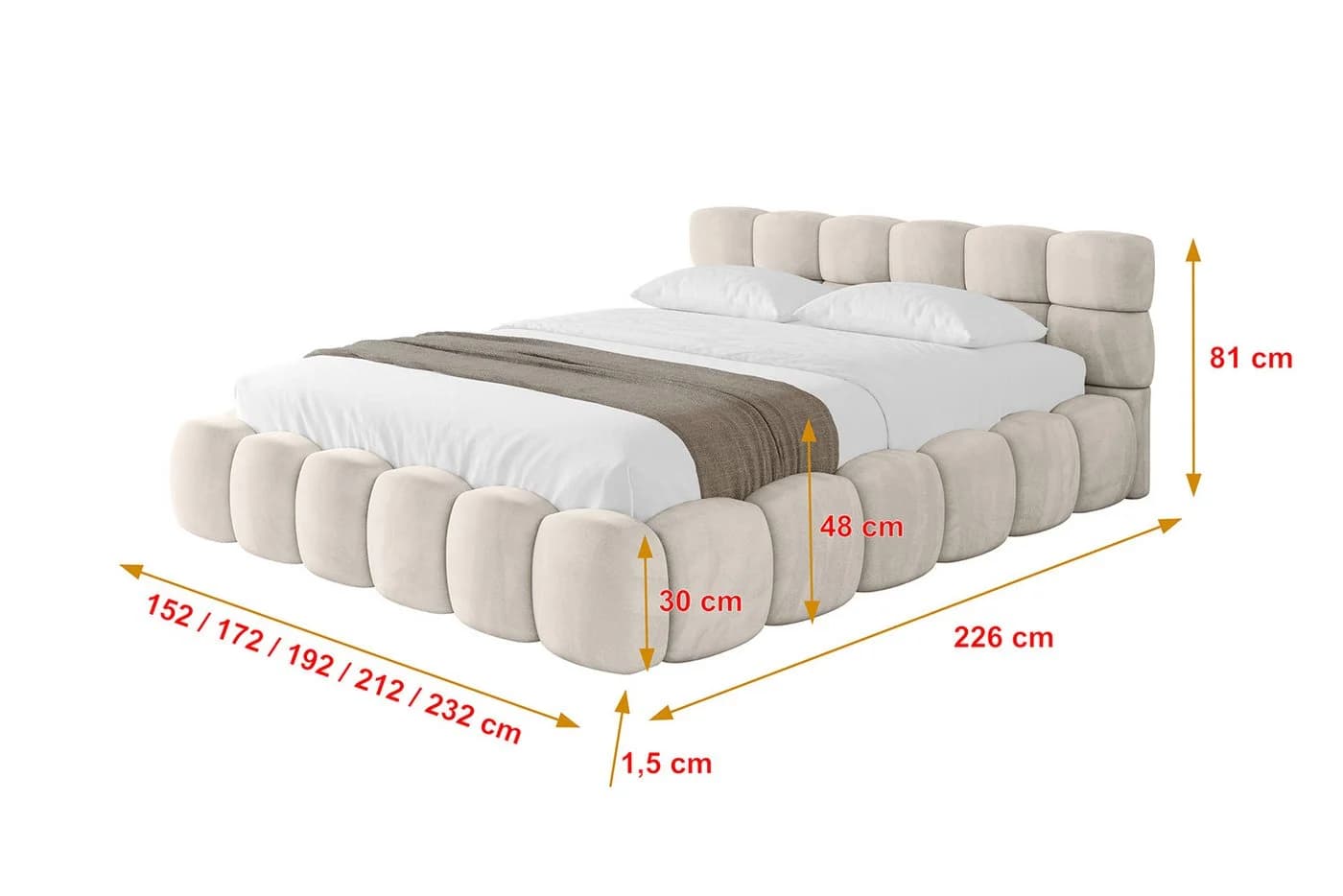 ALTDECOR Polsterbett LEYA-v1 Doppelbett mit Stauraum und Kopfteil - Bild 4