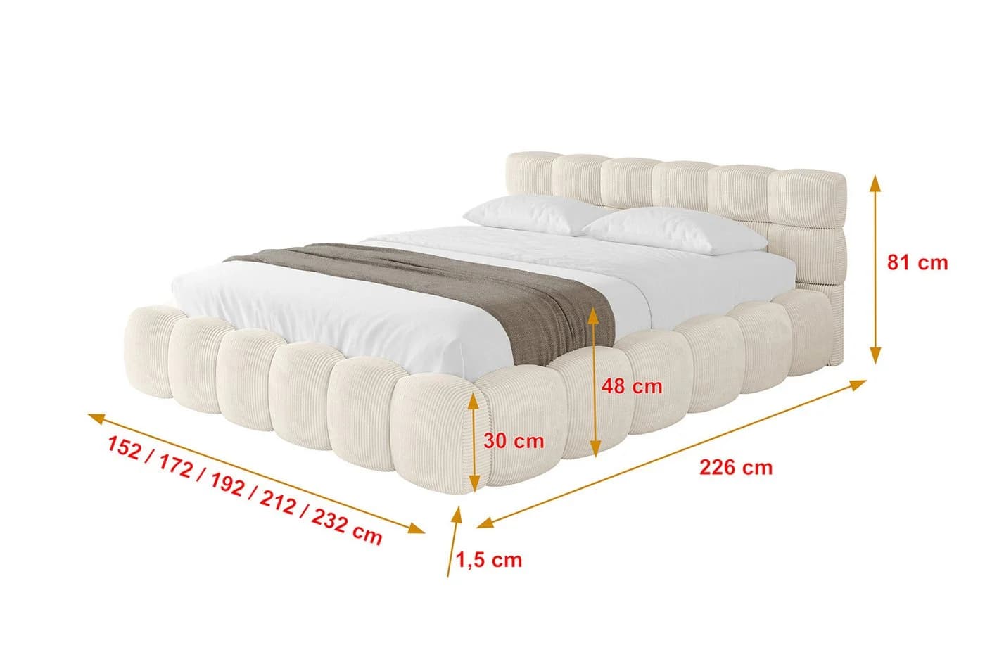 ALTDECOR Polsterbett LEYA-v1 Doppelbett mit Stauraum und Kopfteil - Bild 4
