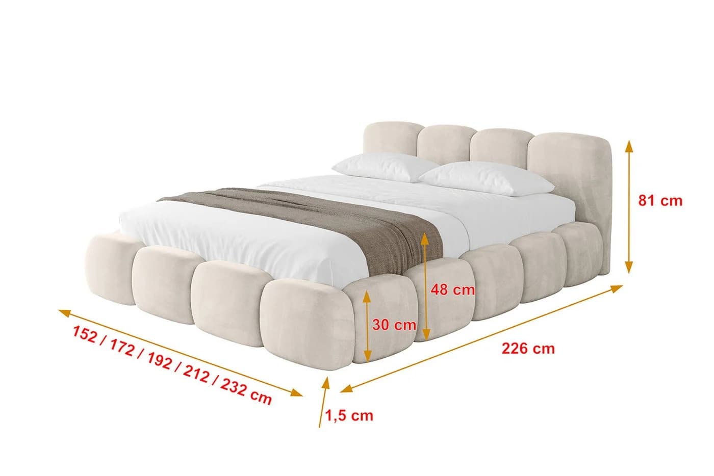 ALTDECOR Polsterbett KALA-v1 Beige mit Stauraum und Matratze - Bild 4