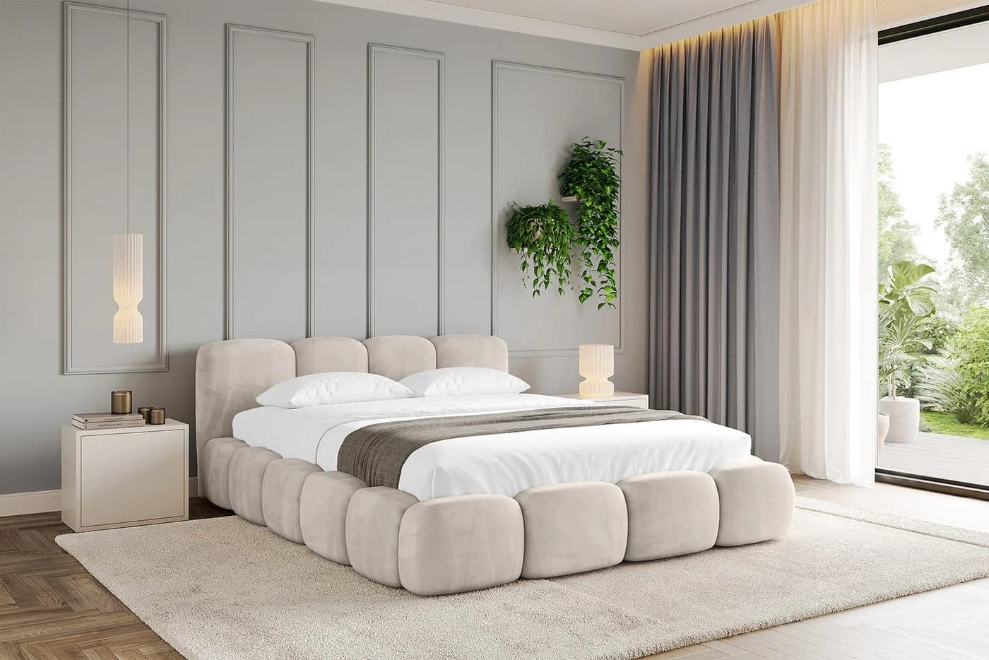ALTDECOR Polsterbett KALA-v1 Beige mit Stauraum und Matratze - Bild 5