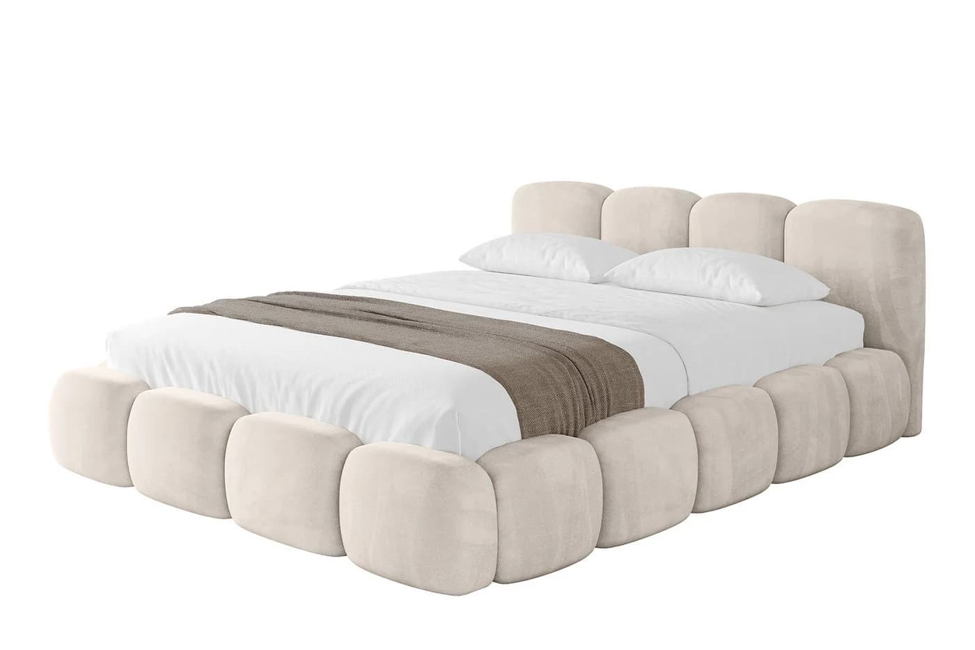 ALTDECOR Polsterbett KALA-v1 Beige mit Bettkasten und Lattenrost