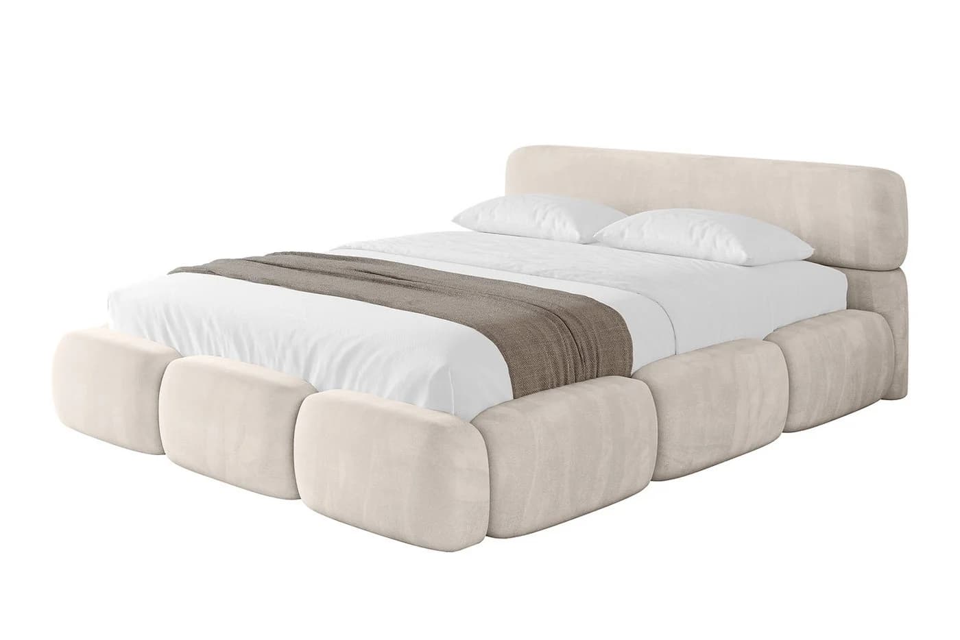 ALTDECOR Polsterbett ELVA-v1 Beige mit Bettkasten und Lattenrost