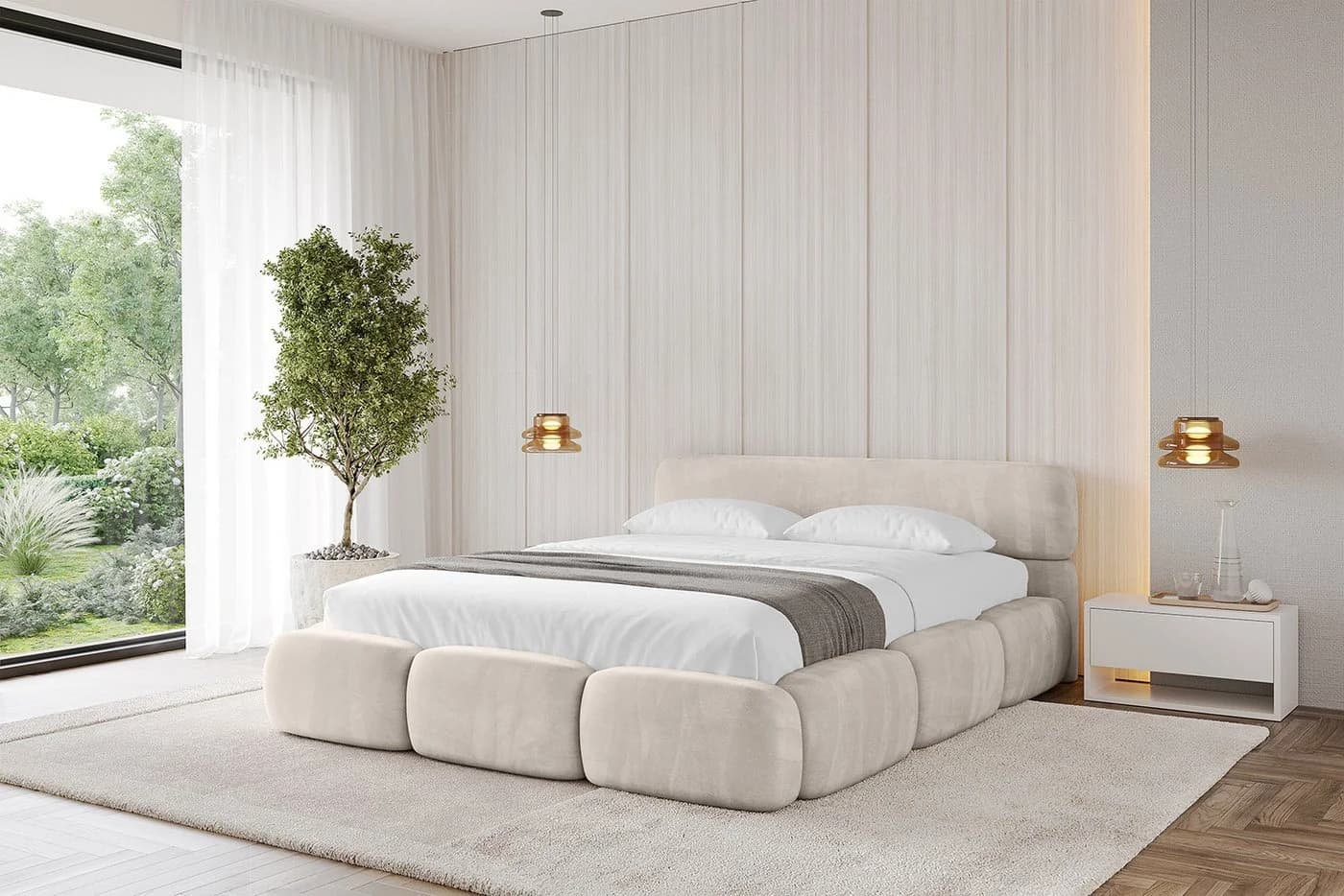 ALTDECOR Polsterbett ELVA-v1 Beige mit Bettkasten und Lattenrost - Bild 2