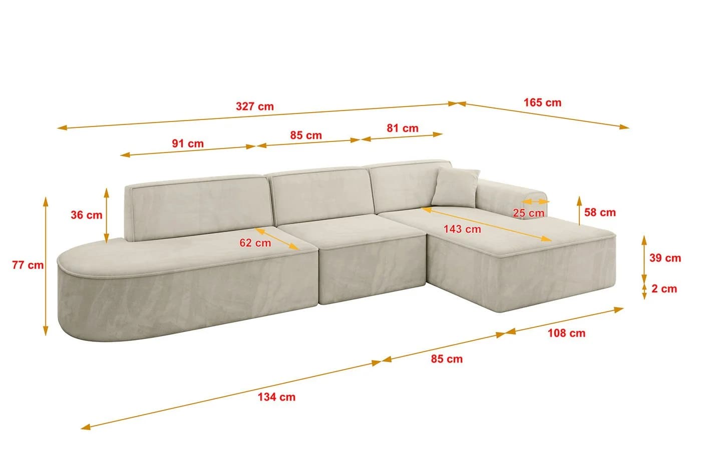 ALTDECOR Ecksofa IREA-L2-v3 L-Form Beige - Bild 4