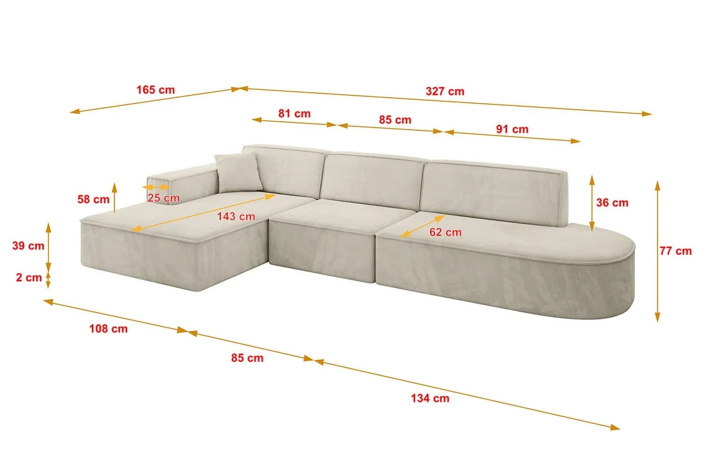 ALTDECOR Ecksofa IREA-L2-v4, Sofa Beige - Bild 4