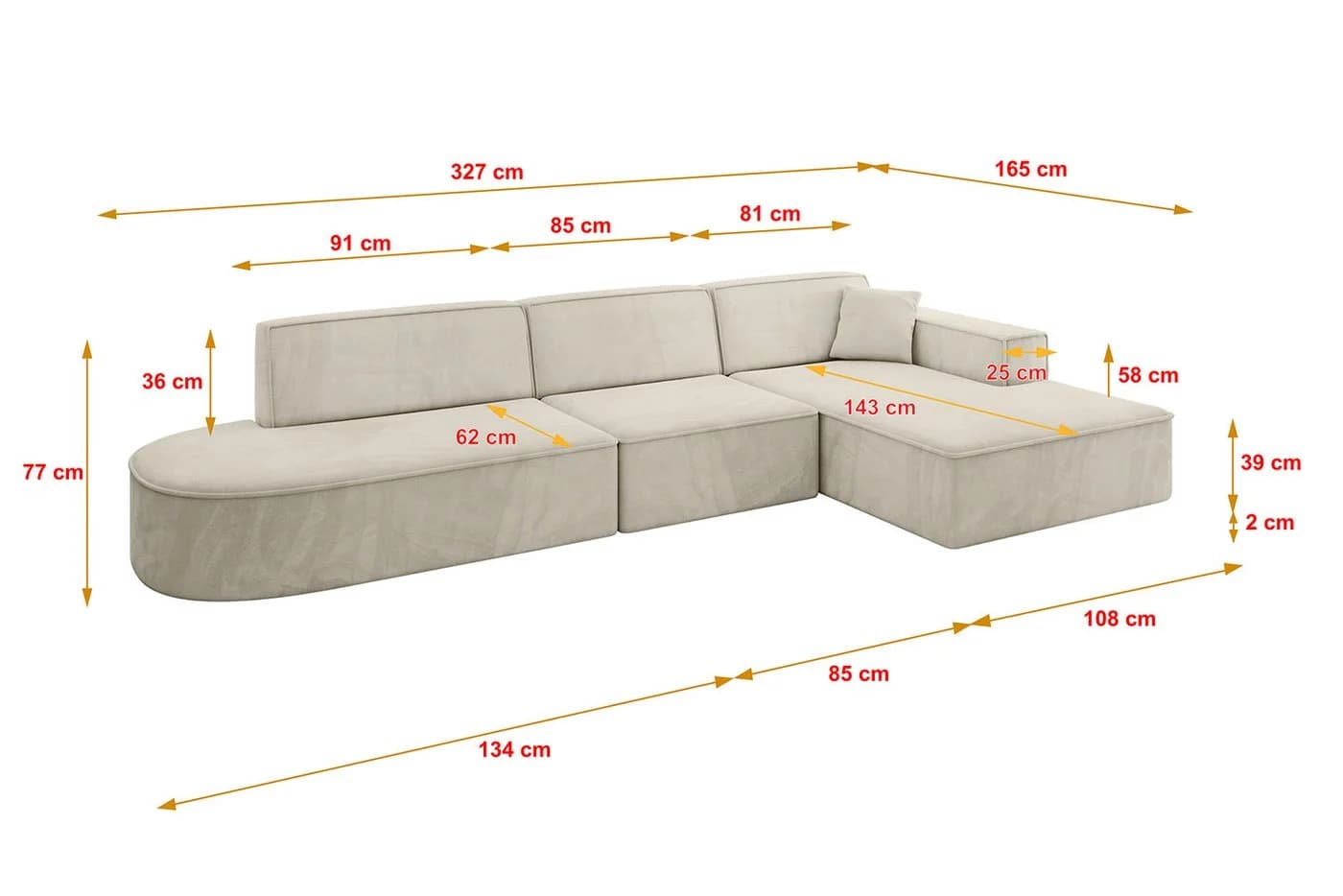 ALTDECOR Ecksofa IREA-L2-v4, Sofa L-Form Beige - Bild 4
