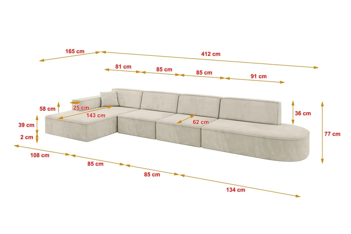 ALTDECOR Ecksofa IREA-L3-v4 L-Form Couch Wohnlandschaft - Bild 4