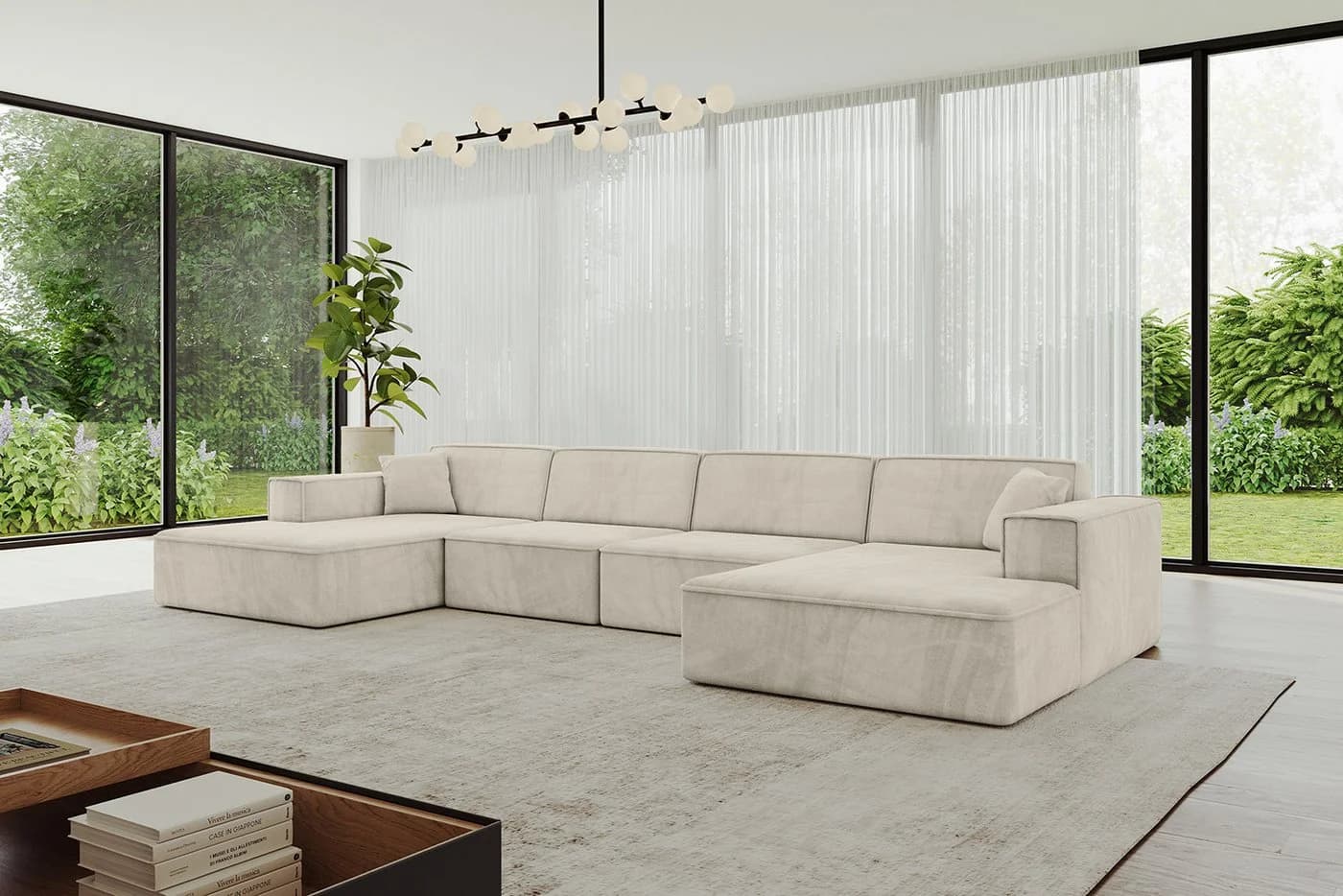 ALTDECOR Wohnlandschaft IREA-U2-v4, U-Form Ecksofa Beige - Bild 3