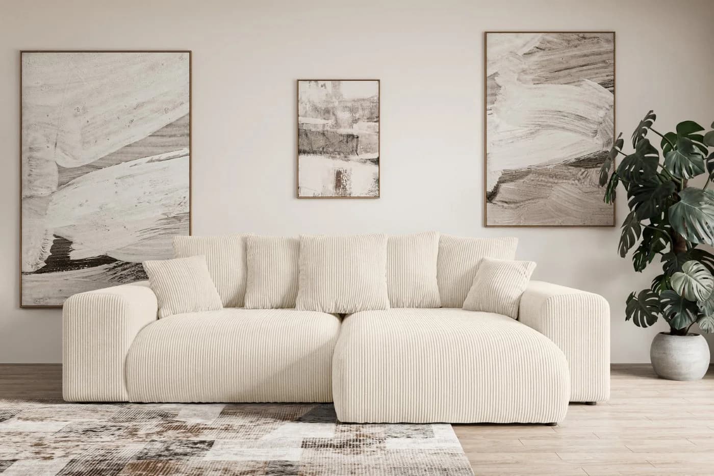 ALTDECOR Ecksofa ESKAR-L L-Form mit Schlaffunktion Beige - Bild 2