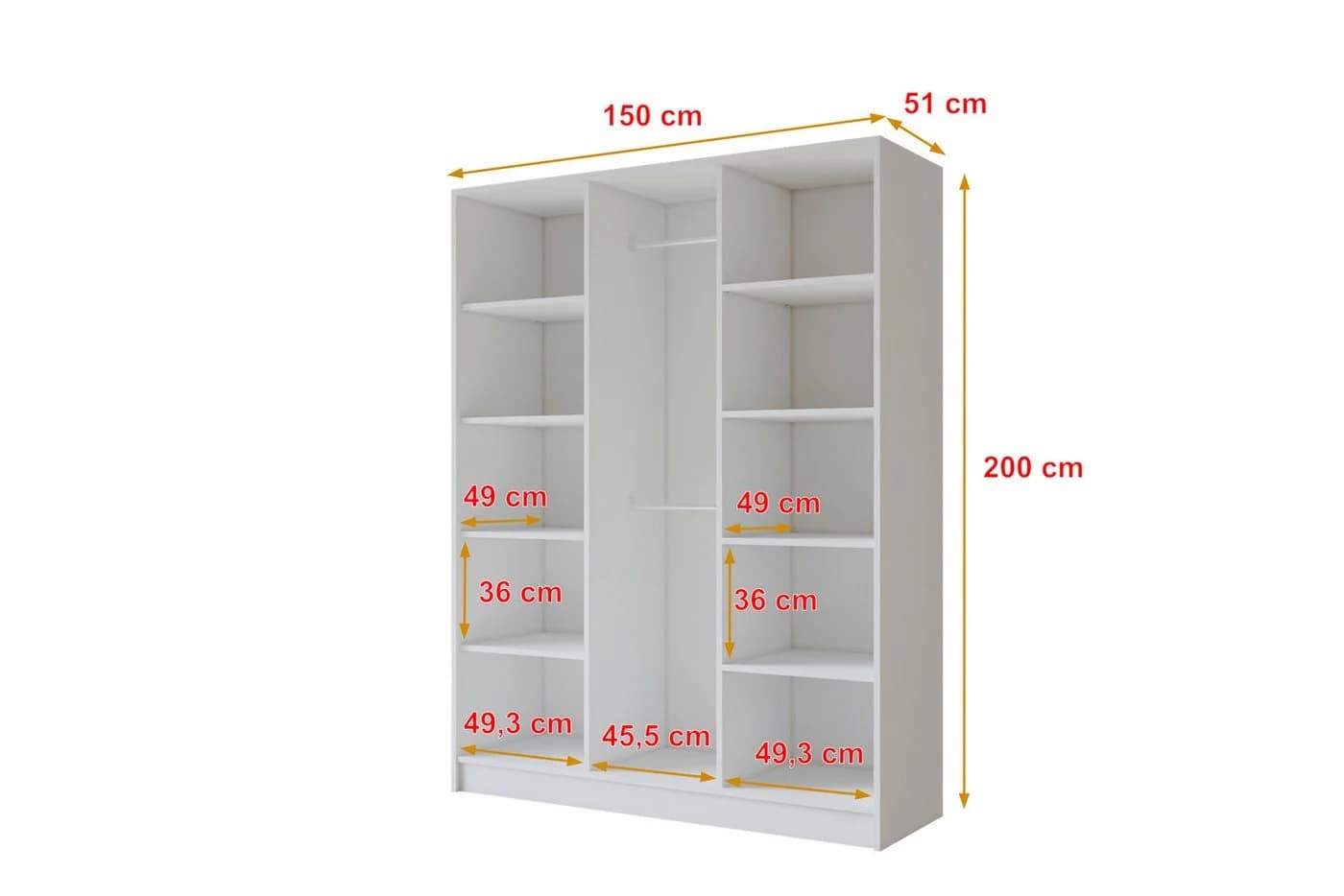 ALTDECOR Drehtürenschrank Weiß mit TIP-ON-System - Bild 3