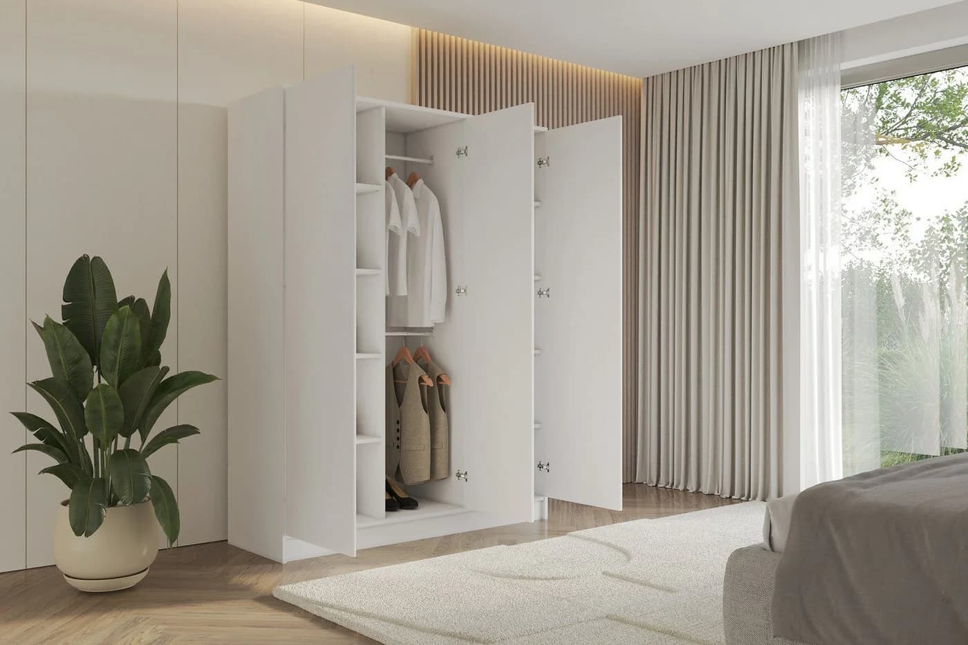 ALTDECOR Drehtürenschrank Weiß mit TIP-ON-System - Bild 4