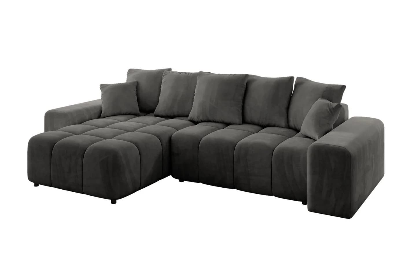 ALTDECOR Ecksofa ENIL-L mit Schlaffunktion und Bettkasten, grau Samt