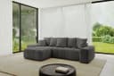 ALTDECOR Ecksofa ENIL-L mit Schlaffunktion und Bettkasten, grau Samt Bild 3
