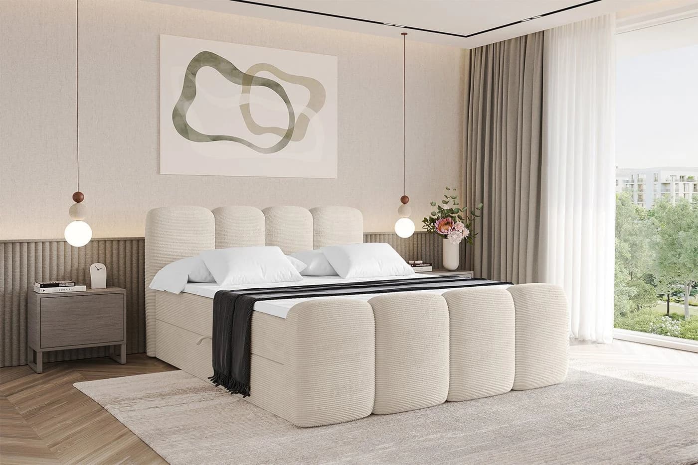 ALTDECOR Boxbett NINA-Z Beige mit Topper und Bettkästen - Bild 5