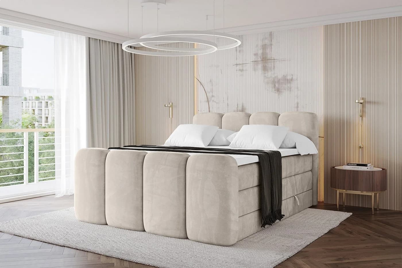 ALTDECOR Boxspringbett NINA-Z KING Beige mit Topper und Bettkästen - Bild 2