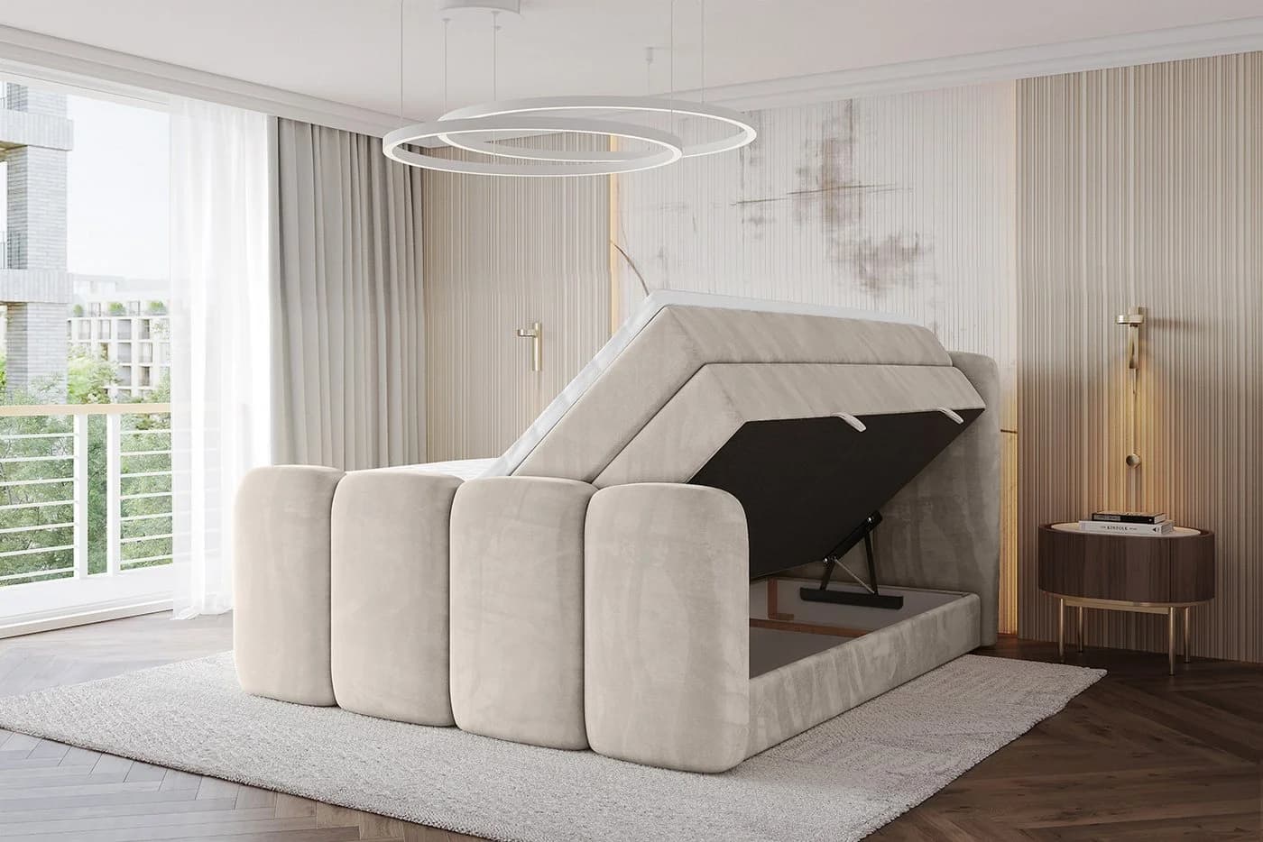 ALTDECOR Boxspringbett NINA-Z KING Beige mit Topper und Bettkästen - Bild 3