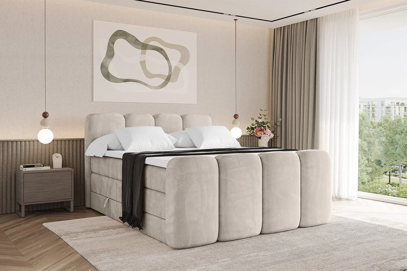 ALTDECOR Boxspringbett NINA-Z KING Beige mit Topper und Bettkästen - Bild 5