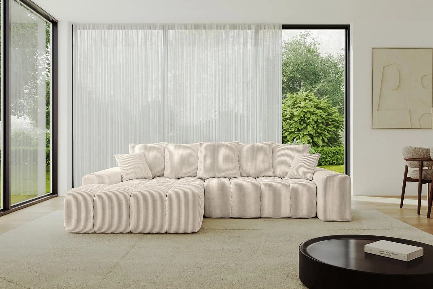 ALTDECOR Ecksofa ENSI-L L-Form mit Schlaffunktion Beige - Bild 2