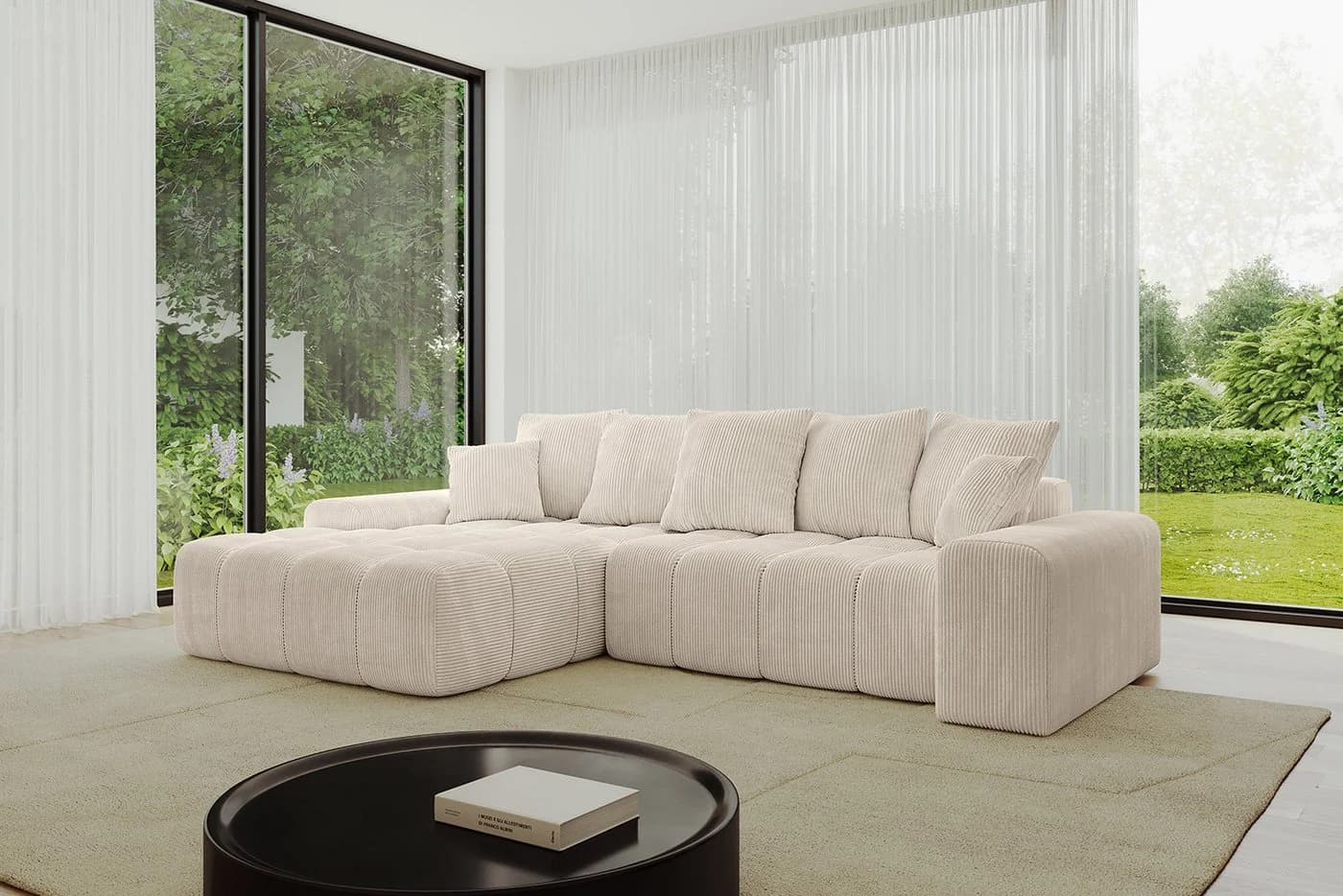 ALTDECOR Ecksofa ENSI-L L-Form mit Schlaffunktion Beige - Bild 3