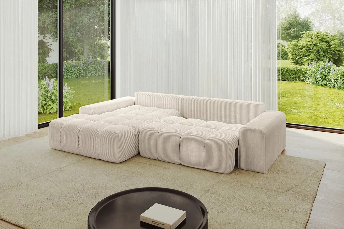 ALTDECOR Ecksofa ENSI-L L-Form mit Schlaffunktion Beige - Bild 5