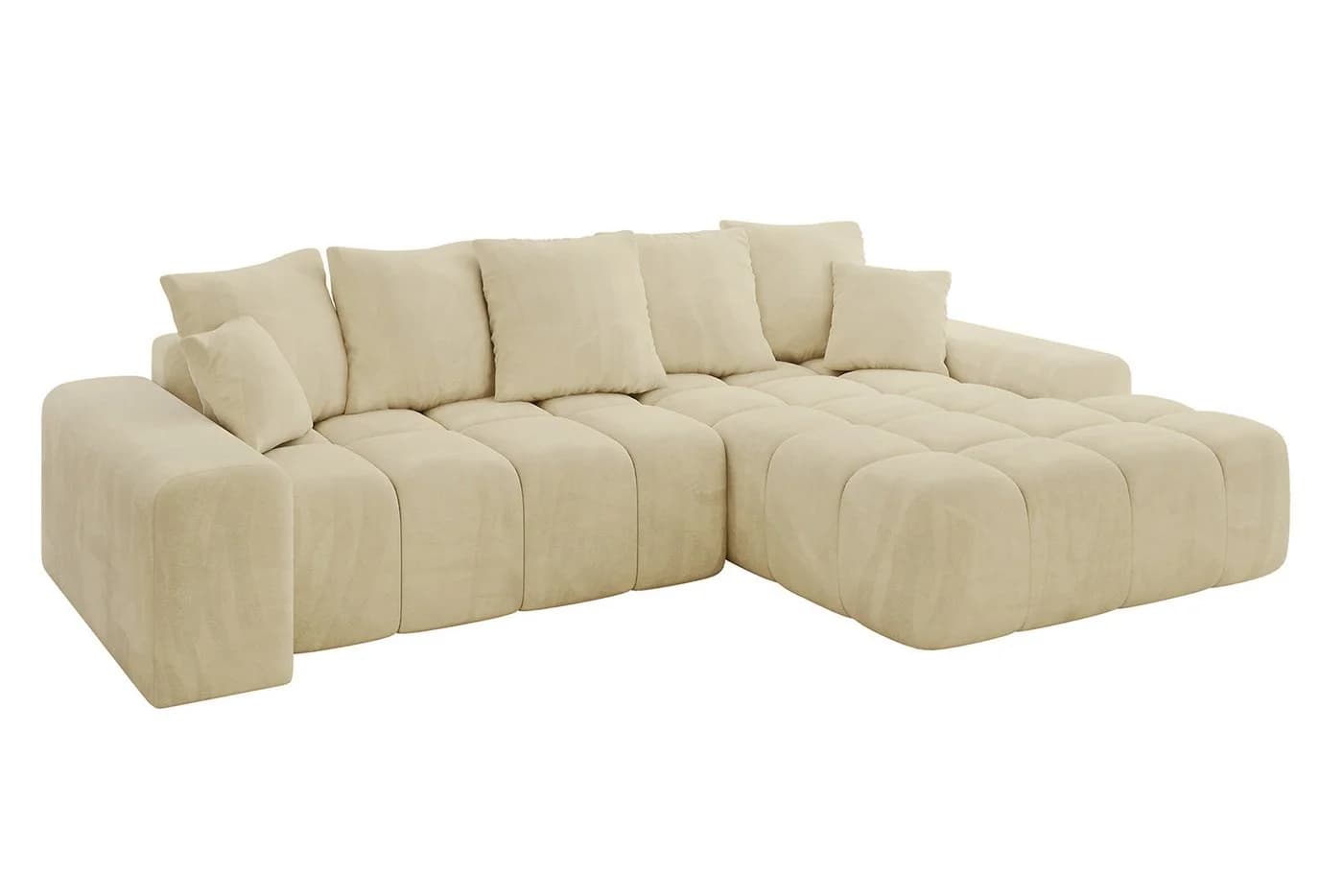ALTDECOR Ecksofa ENSI-L Beige mit Schlaffunktion und Bettkasten