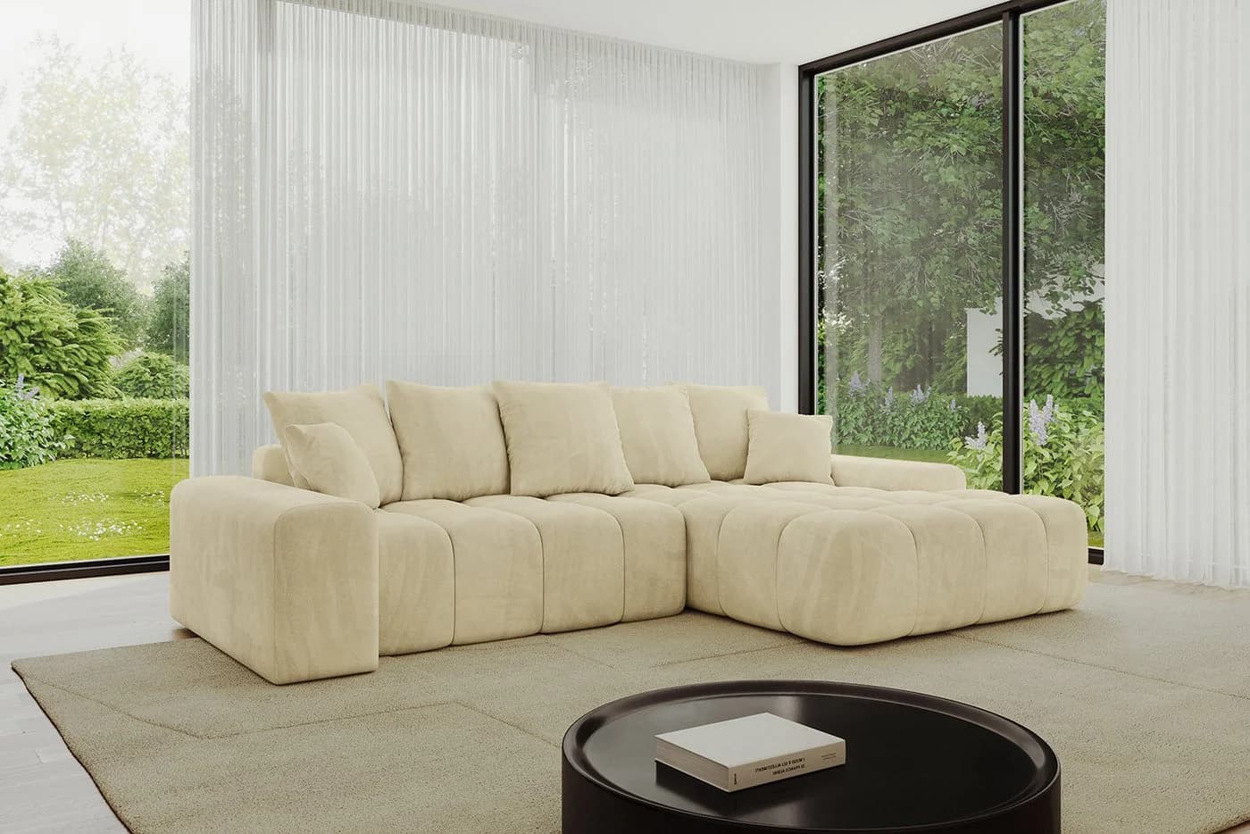 ALTDECOR Ecksofa ENSI-L Beige mit Schlaffunktion und Bettkasten - Bild 3