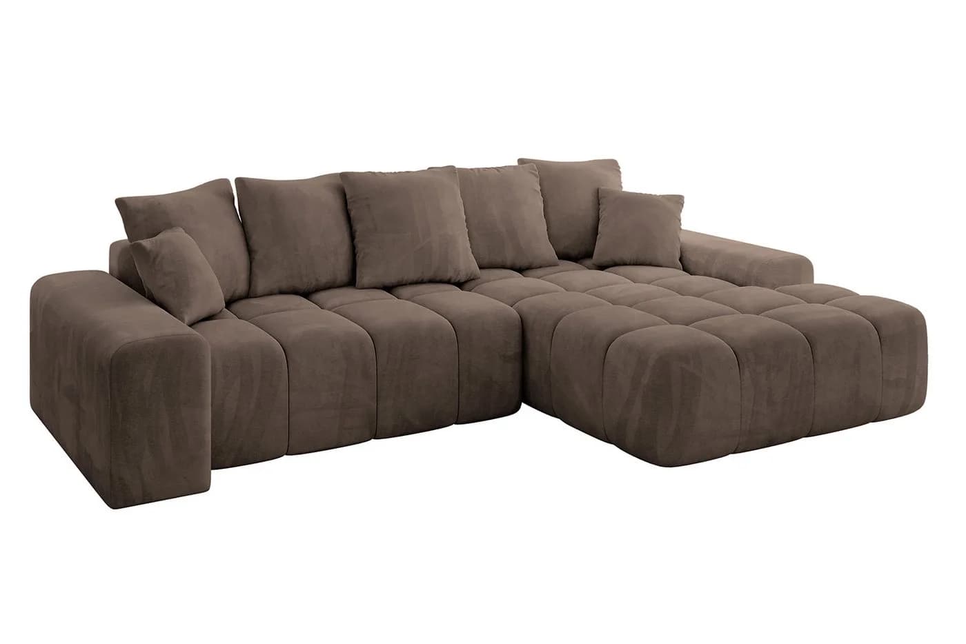 ALTDECOR Ecksofa ENSI-L mit Schlaffunktion und Bettkasten Braun Samt